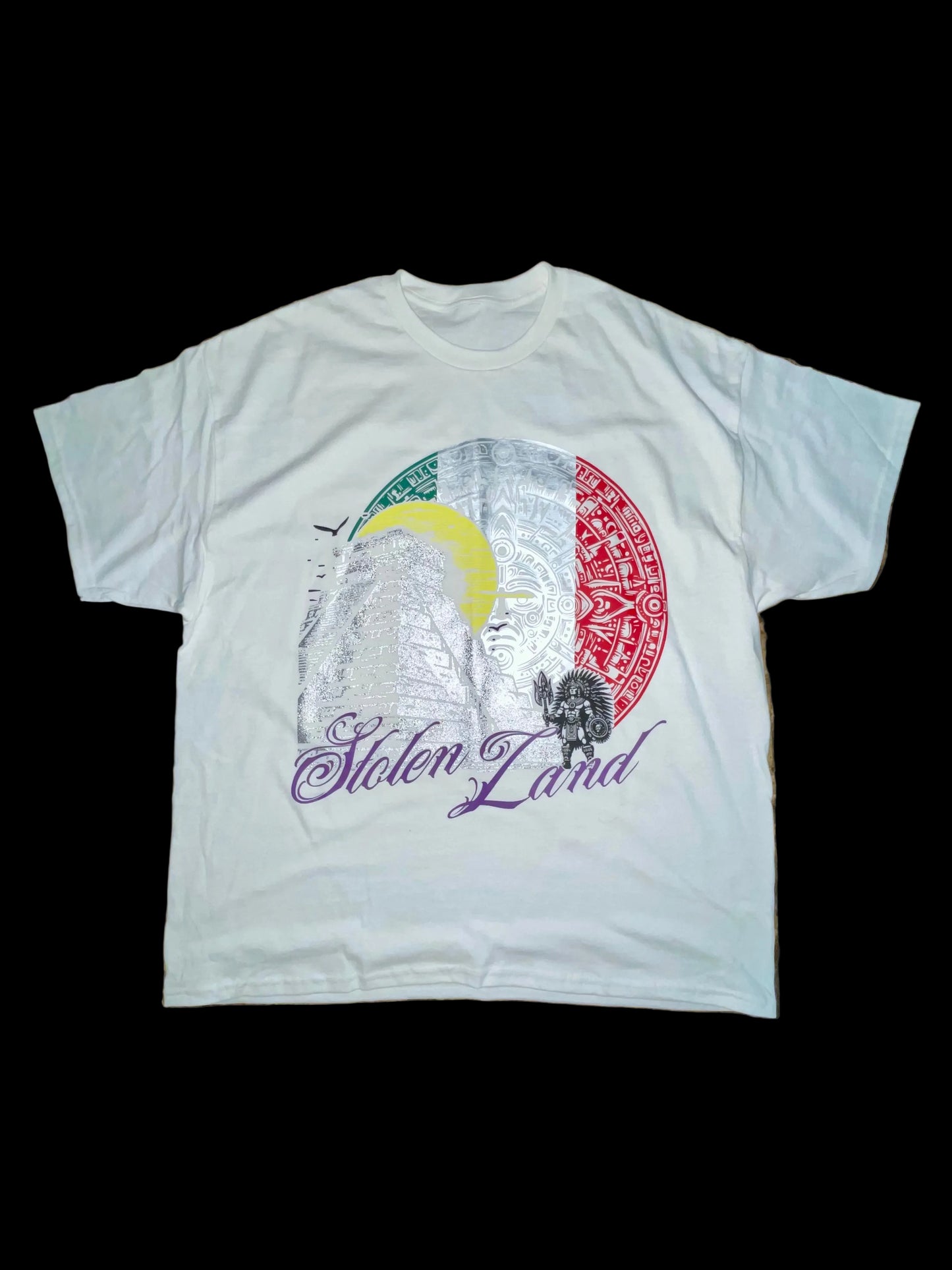 Stolen land Aztec calendar T-shirt